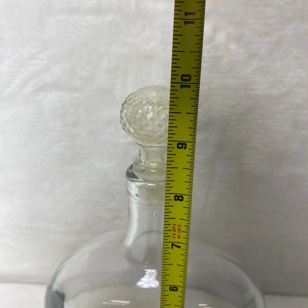 JNSQ Rose Cru‎ Clear Glass Decanter Bottle Round Base with Textured Stopper